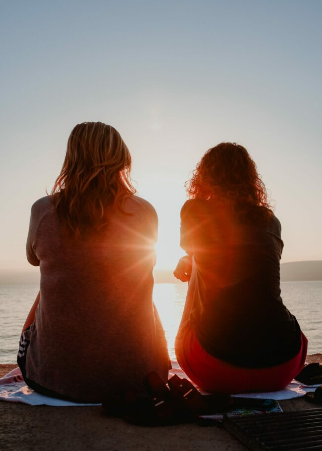 Friends enjoying a sunset